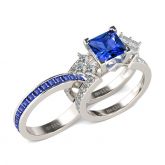 Unique Princess Cut Sterling Silver Ring Set