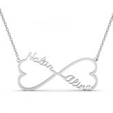 Two Name Heart Infinity Necklace Sterling Silver