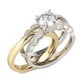 Jeulia Two Tone Round Cut Interchangeable Sterling Silver Ring Set