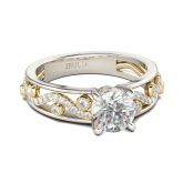 Two Tone Round Cut Sterling Silver Ring