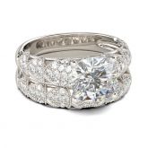 Antique Cushion Cut Sterling Silver Ring Set