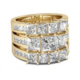 Gold Tone Princess Cut Sterling Silver Ring Set
