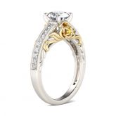 Jeulia Rose Round Cut Sterling Silver Ring