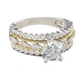 Milgrain Two Tone Round Cut Sterling Silver Ring