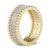 Bead Round Cut Sterling Silver Women's Band