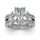 Heart Cut Sterling Silver Ring Set