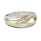 Two Tone Round Cut Sterling Silver Women's Band