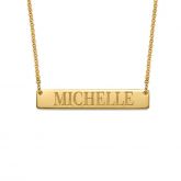 Gold Tone Engraved Bar Necklace Sterling Silver