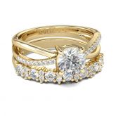 Gold Tone Round Cut Sterling Silver Ring Set