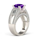 Cathedral Princess Cut Sterling Silver Ring