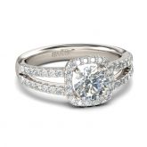 Halo Split Shank Round Cut Sterling Silver Ring
