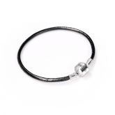 Black Leather Charm Bracelet