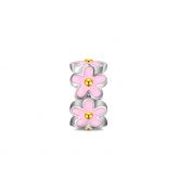 Pink Flowers Charm Sterling Silver