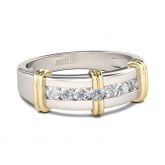 Two Tone Round Cut Sterling Silver Women's Band