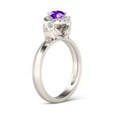 Halo Round Cut Sterling Silver Owl Ring