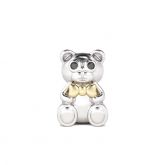 Gold Bow-tie Bear Charm Sterling Silver