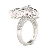 Pave Set Round Cut Sterling Silver Elephant Ring