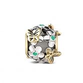 Butterfly and Flower Charm Sterling Silver