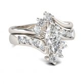 Bypass Marquise Cut Sterling Silver Ring Set