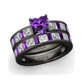 Jeulia Heart Cut Sterling Silver Ring Set