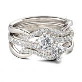 Two Stone Round Cut Sterling Silver 3PC Ring Set