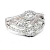 Four Halo Marquise Cut Sterling Silver Ring