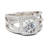 Halo Round Cut Sterling Silver Ring