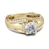 Gold Tone Round Cut Sterling Silver Ring