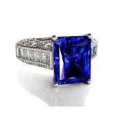 Large Center Stone Radiant Cut Sterling Silver Ring