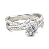Crossover Round Cut Sterling Silver Ring