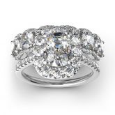 Halo Oval Cut Sterling Silver Ring Set