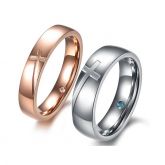 Fancy Cross Titanium Steel Couple Rings