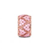 Rose Gold Tone Heart to Heart Stopper Sterling Silver
