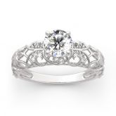 Moissanite Round Cut Vines Design Gold Ring