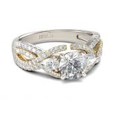 Two Tone Three Stone Round Cut Sterling Silver Ring