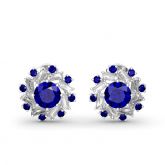 Jeulia Halo Round Cut Sterling Silver Stud Earrings