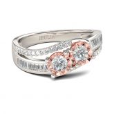 Duo Two Tone Round Cut Sterling Silver Ring
