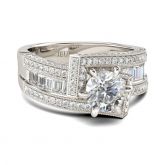 Jeulia Bypass Round Cut Sterling Silver Ring