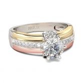 Tri-Tone Round Cut Sterling Silver Ring