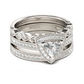 Jeulia Infinity Halo Trillion Cut Sterling Silver 3PC Ring Set