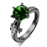 Fancy Round Cut Sterling Silver Dragon Ring