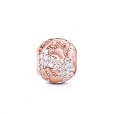Rose Gold Tone Cute Dog Mom Charm Sterling Silver
