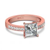 Rose Gold Tone Princess Cut Sterling Silver Ring