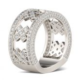 Three Side Pave Round Cut Sterling Silver Women's Band