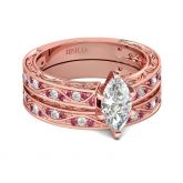 Jeulia Vintage Rose Gold Tone Marquise Cut Sterling Silver Ring Set