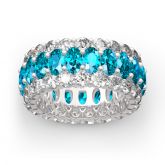 Classic Oval and Round Cut Sterling Silver Eternity Ring