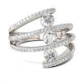 Asymmetric Round Cut Sterling Silver Women's Band