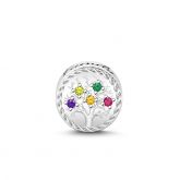 Colorful Stones Family Tree Charm Sterling Silver