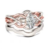 Jeulia Intertwined Marquise Cut Sterling Silver Ring Set