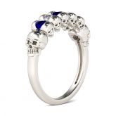 Double Face Round Cut Sterling Silver Skull Ring